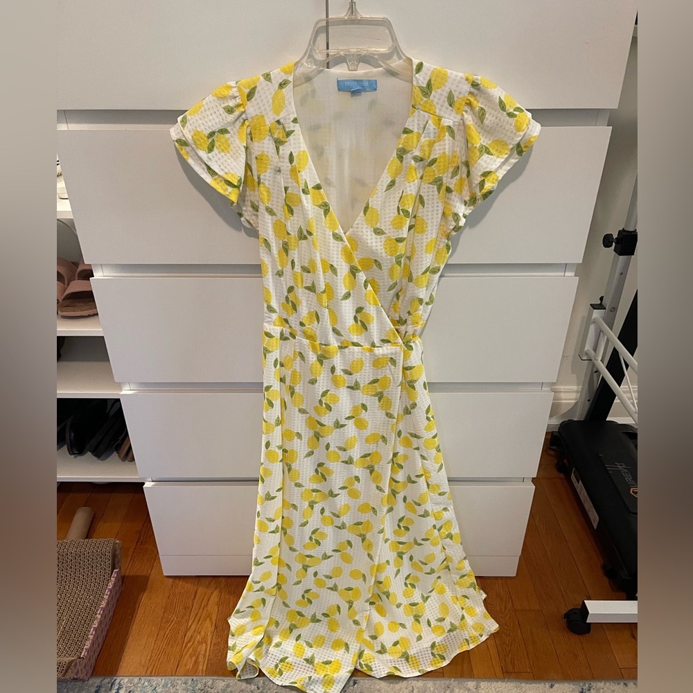 DRAPER JAMES RSVP Lemon Wrap Midi Dress